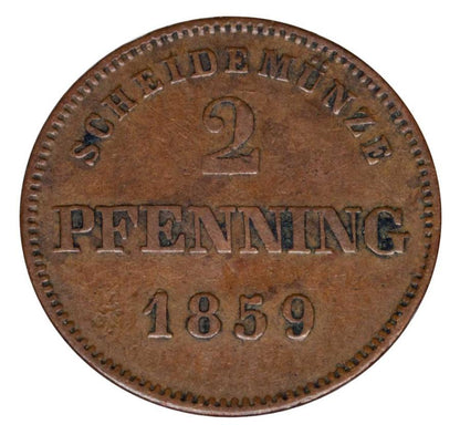 2 pfennigs 1859 Maximilien II Allemagne Bavière