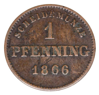 1 pfennig 1866 Louis II de Bavière Allemagne