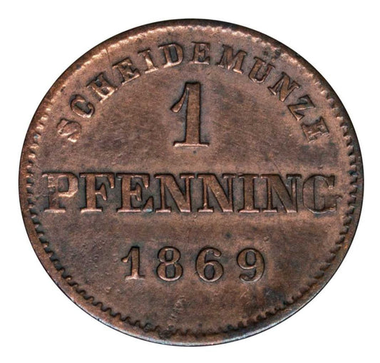 1 pfennig 1869 Louis II de Bavière Allemagne
