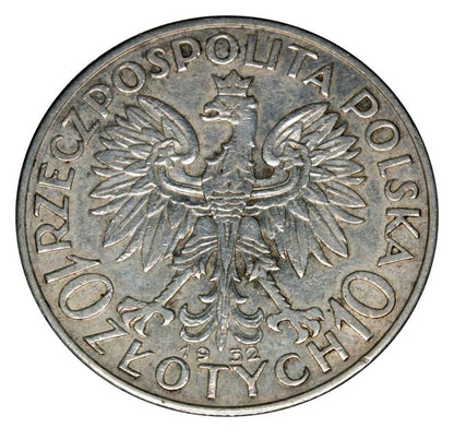 10 złoty 1932 Pologne Londres Tête de femme