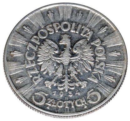 5 zlotys 1934 Deuxième République Polonaise Varsovie Józef Piłsudski