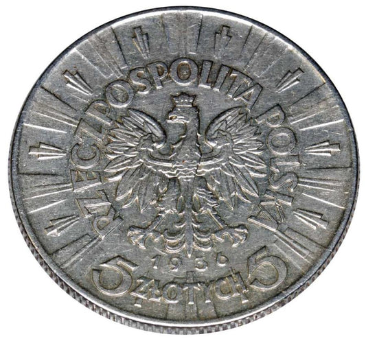 5 zlotys 1936 Deuxième République Polonaise Varsovie Józef Piłsudski