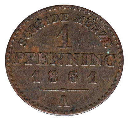 1 pfennig 1861 Guillaume Ier de Hohenzollern Allemagne Berlin