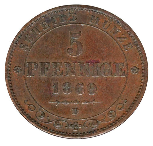 5 pfennig 1869 Jan Wettyn Allemagne Saxe Dresde B