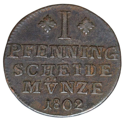1 pfennig 1802 Charles William Allemagne Brunswick Wolfenbüttel
