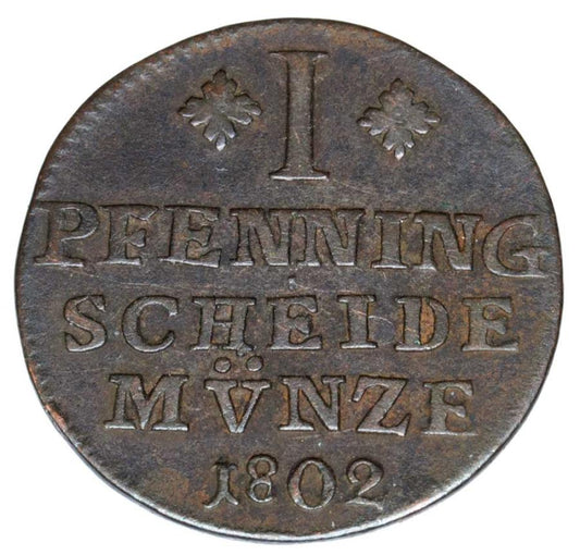 1 pfennig 1802 Charles William Allemagne Brunswick Wolfenbüttel